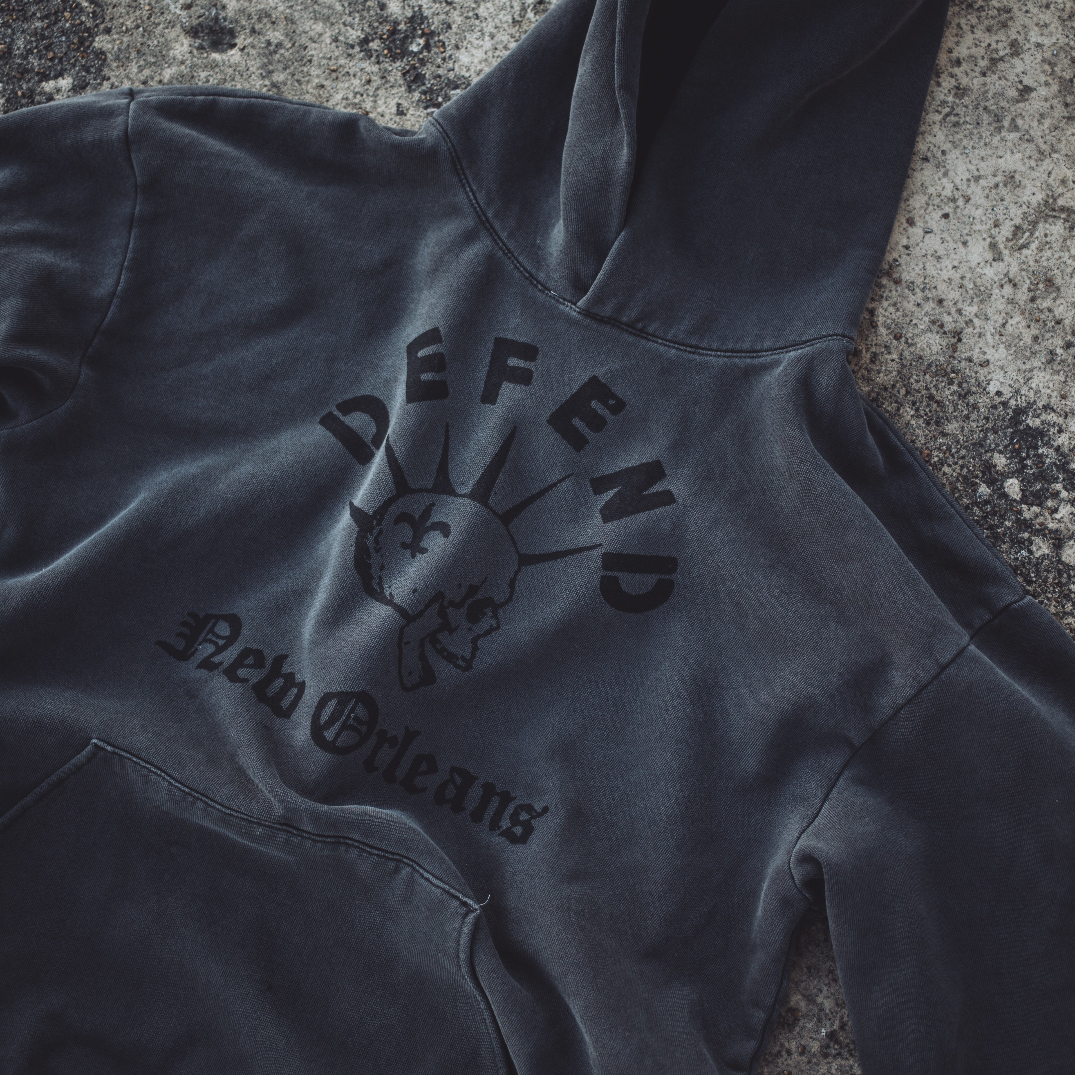Defend New Orleans Hoodie – Washed Black – DNO