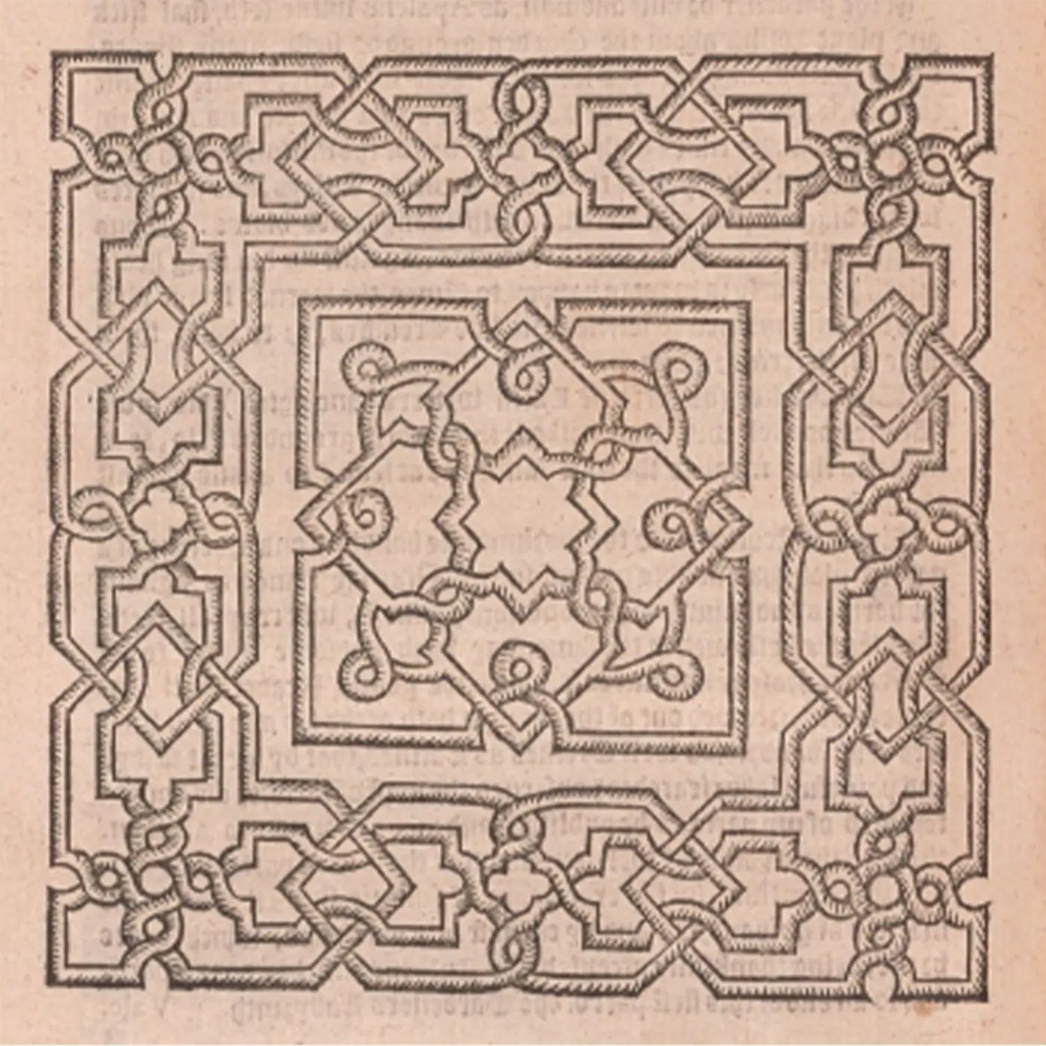 Symetrical square print from old book - Plate from: Thomas Hill, The gardeners labyrinth (London: Printed by Adam Islip, 1594). Beinecke Rare Book and Manuscript Library, Yale University.