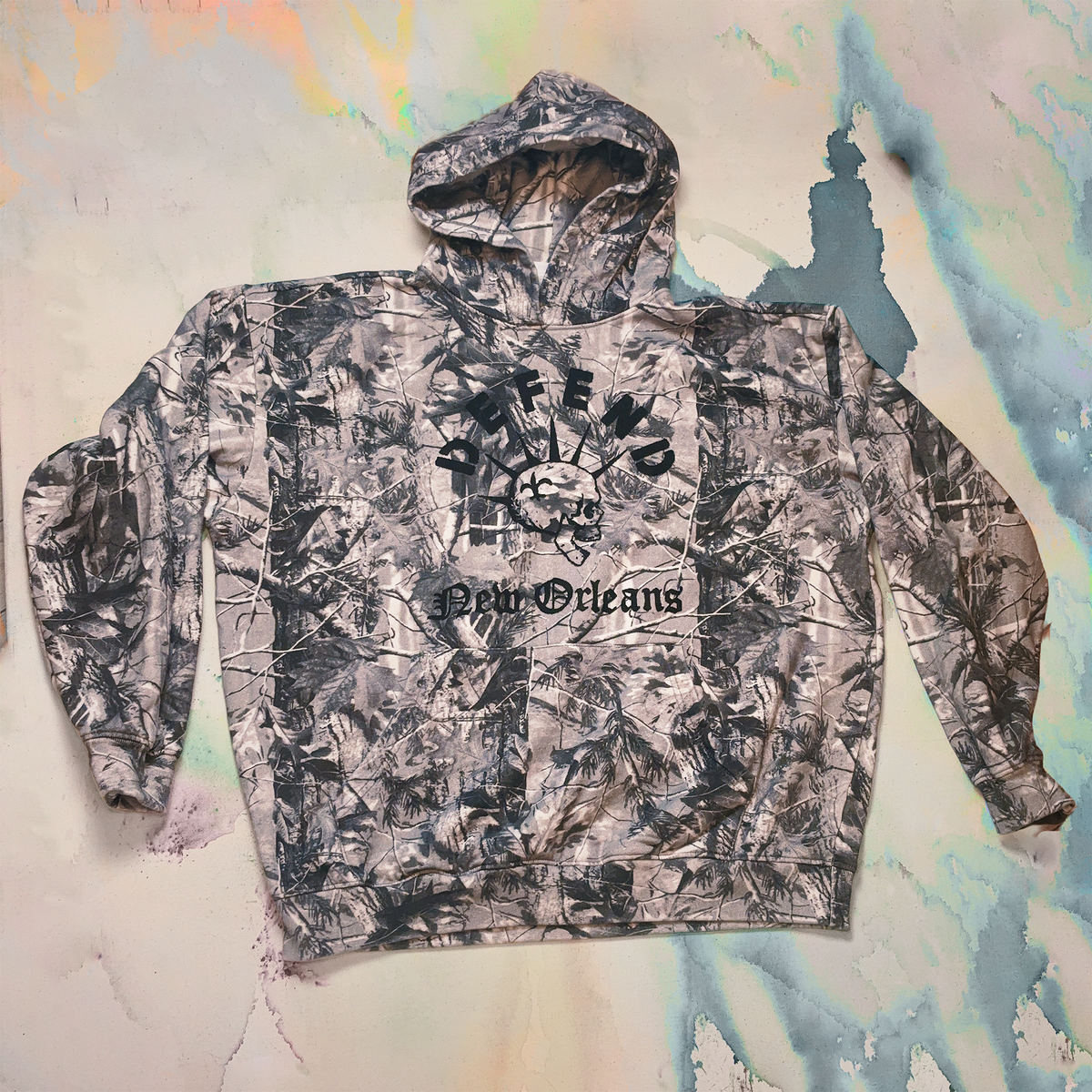 Defend Hoodie – Vintage Grey Camo