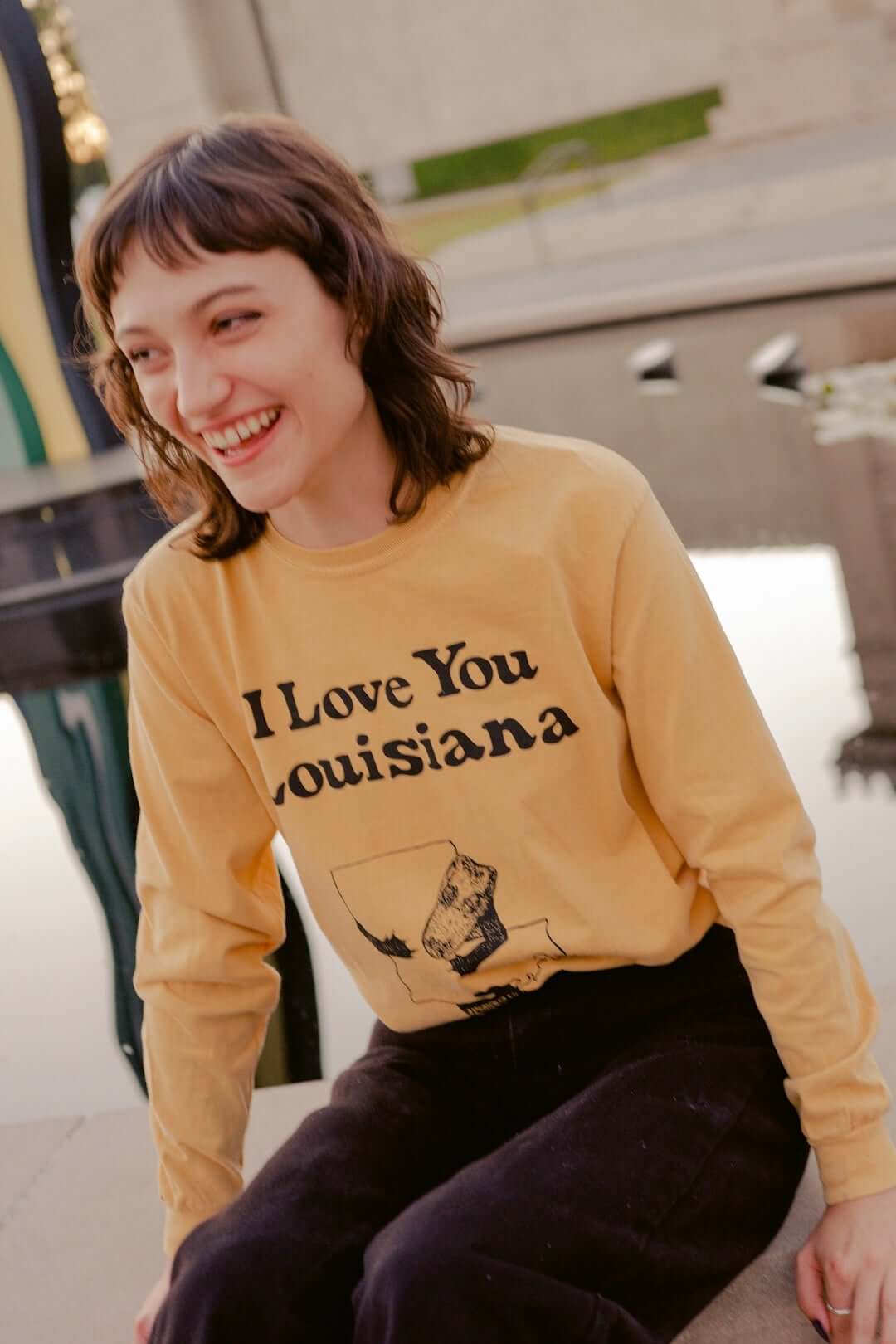 I Love You Louisiana Long Sleeve - Shirt - DNO#color_mustard