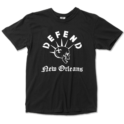 Defend New Orleans T-shirt, White on Black